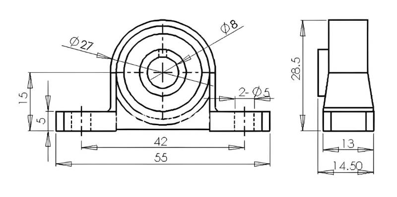 Dimensiones chumacera KP08